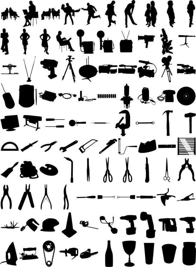 人物與五金工具矢量圖